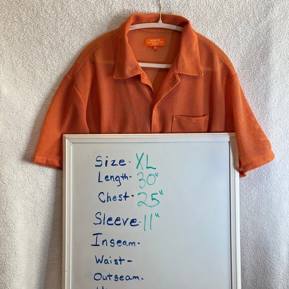 NEW Negative Space Orange mesh button down men’s shirt with tags summer beach - Picture 7 of 7